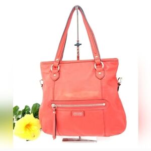 🍍 Coach Leather Tote Daisy Spectator Mia In Coral Bag